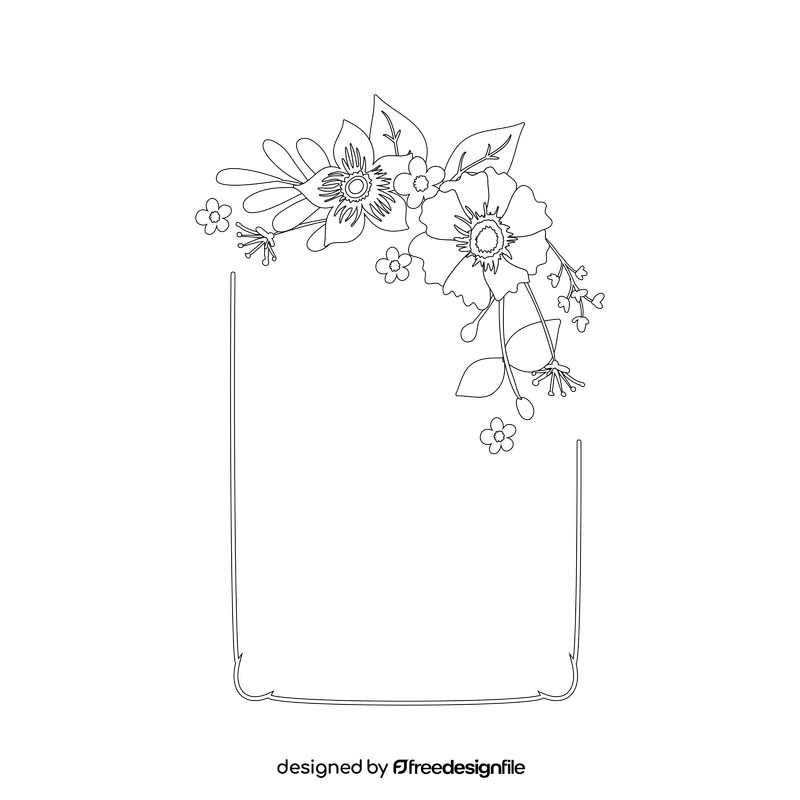 Floral border portrait black and white clipart