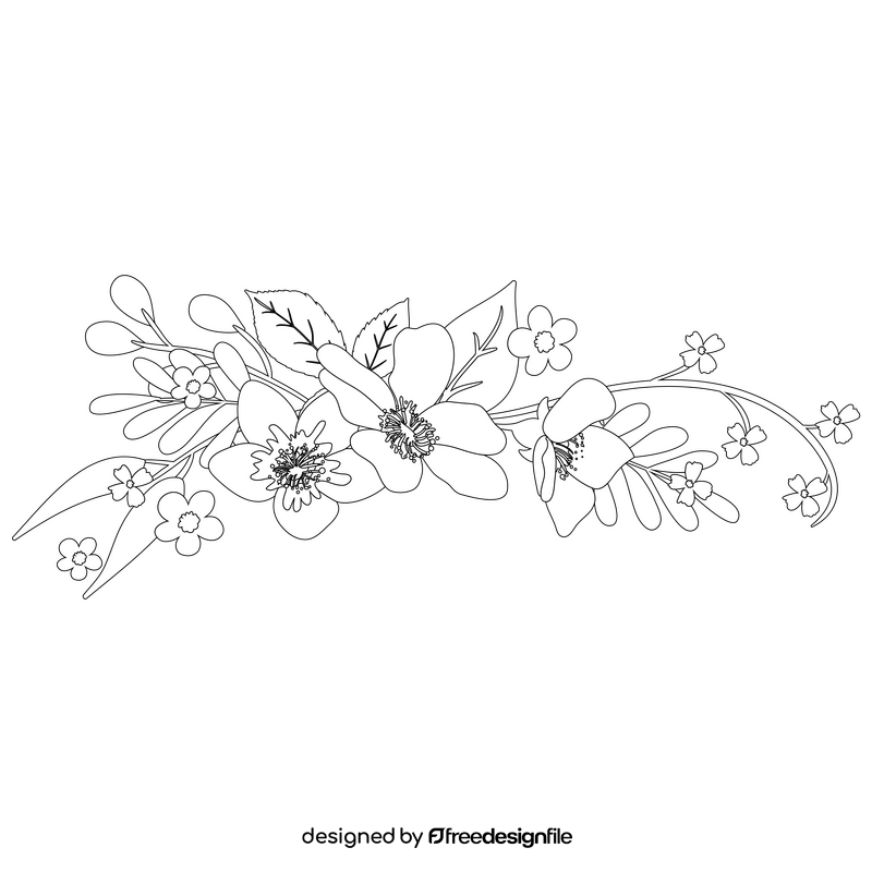 Spring flowers for design frame and border black and white clipart