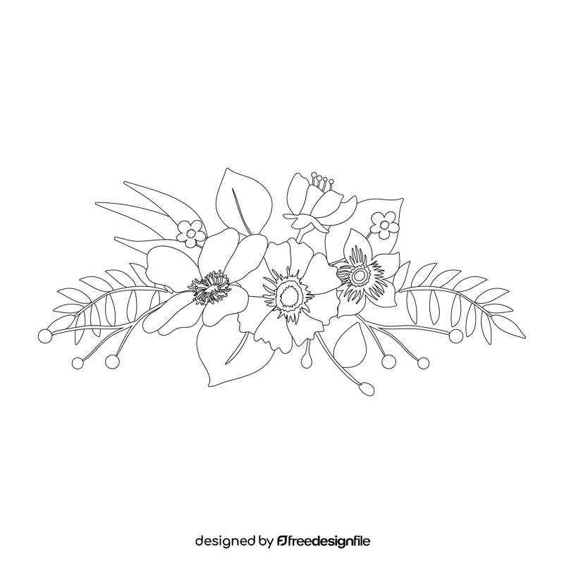 Design flowers for frame and border black and white clipart