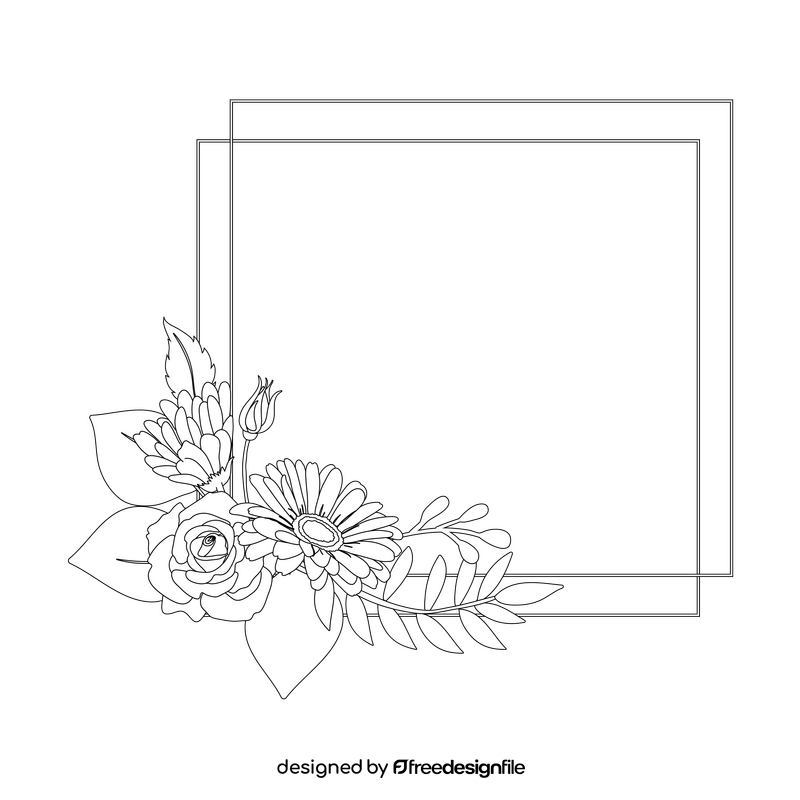 Design floral border black and white clipart