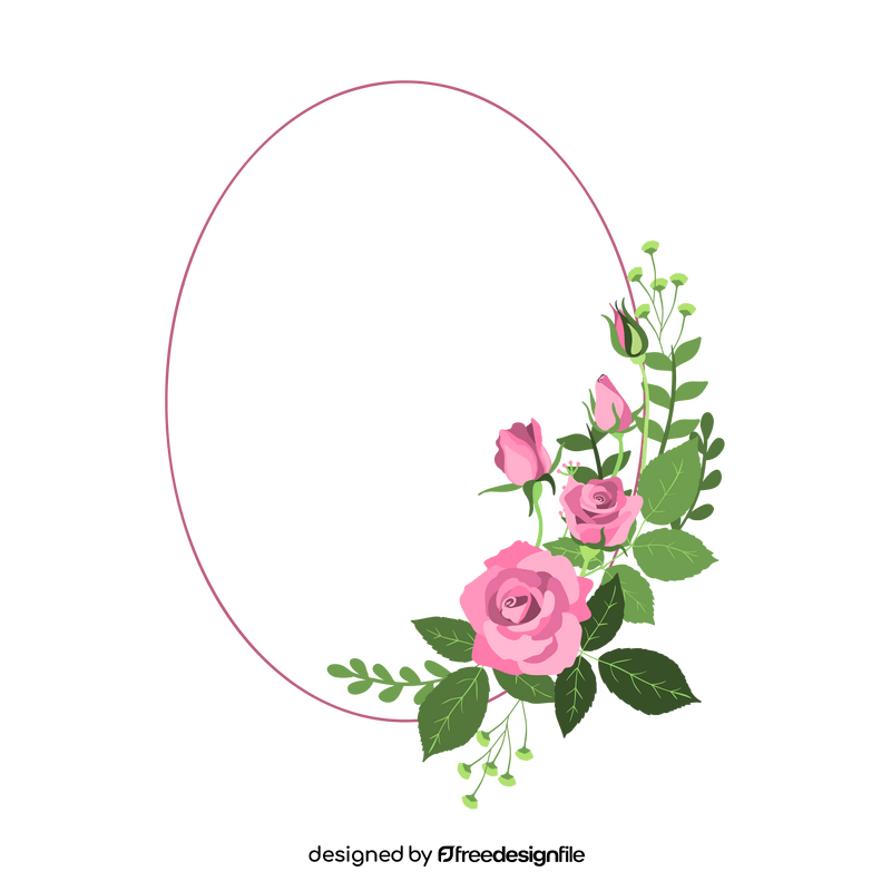 Oval pink roses flower border clipart
