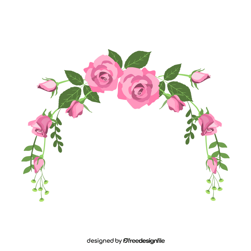 Transparent pink roses floral frame clipart