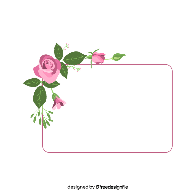 Rectangle pink rose flower frame clipart