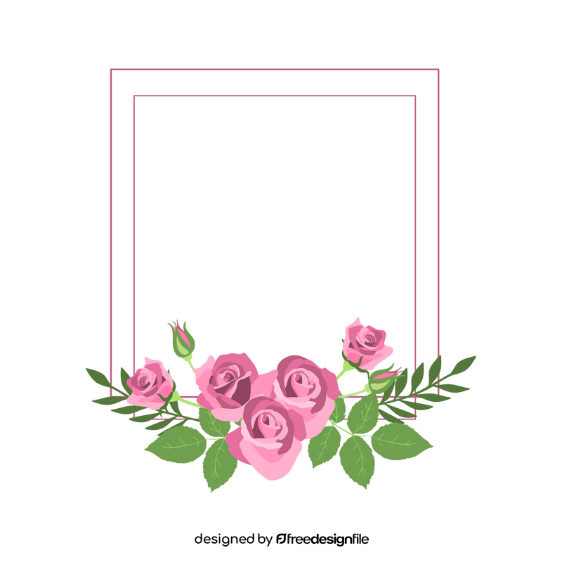 Pink roses flower border clipart