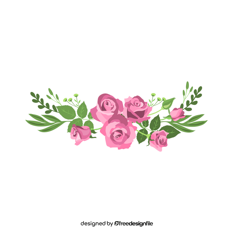 Transparent watercolor pink roses floral frame clipart