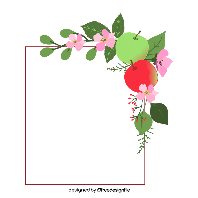 Portrait frame of apple blossom clipart