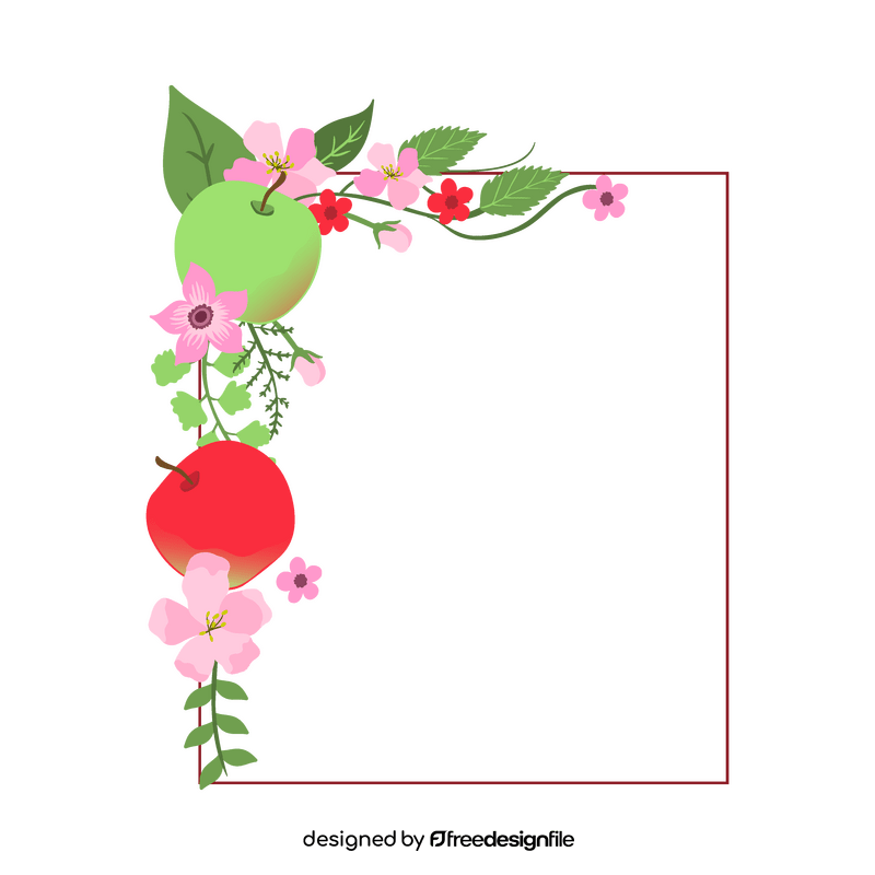 Green and red apple blossom floral border clipart free download