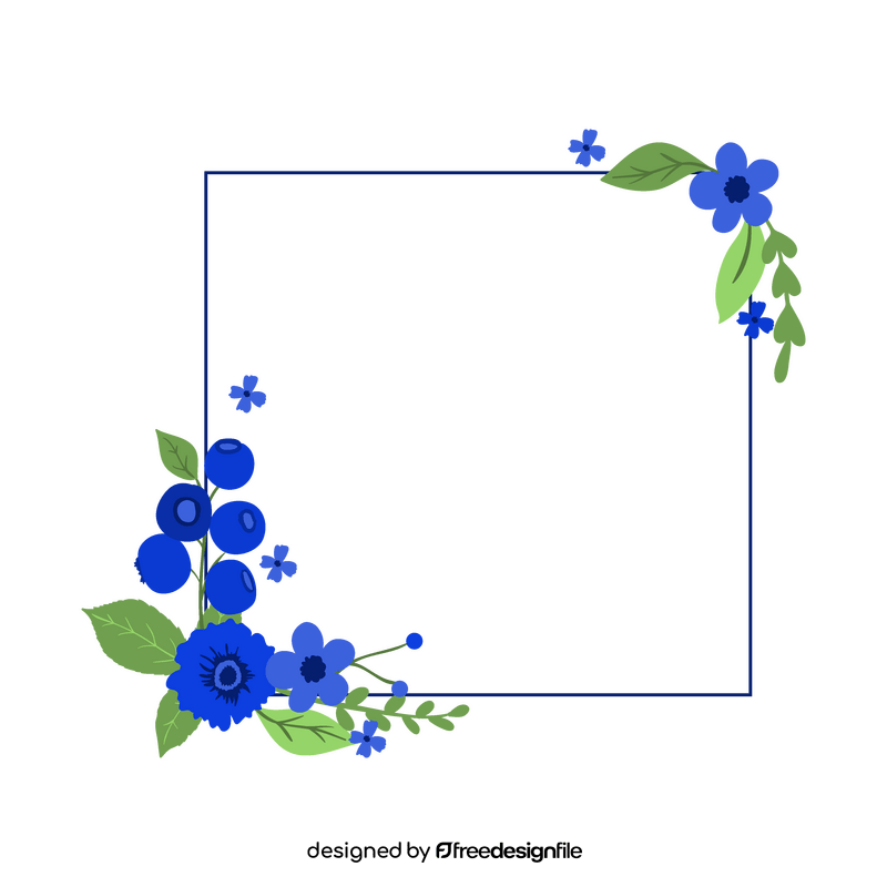 Blueberry blossom square frame clipart