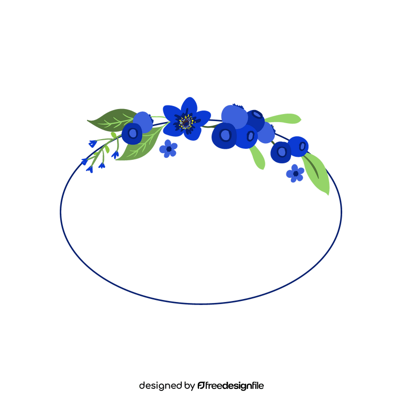 Blueberry flower blossom oval frame clipart