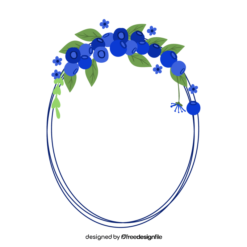 Oval flower frame of blueberry fruit blossom clipart