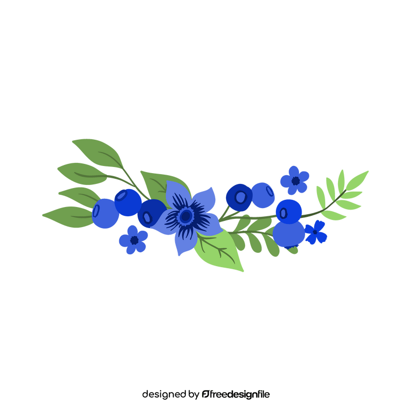 Transparent blueberry blossom floral border clipart