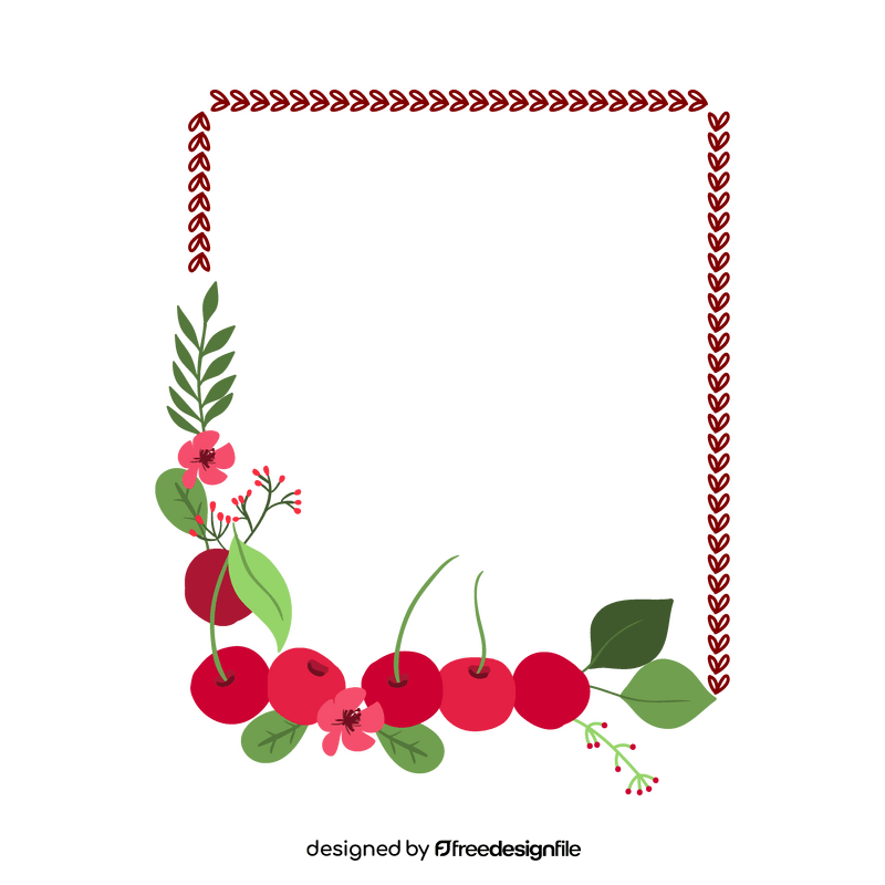 Cherries and flower frame clipart