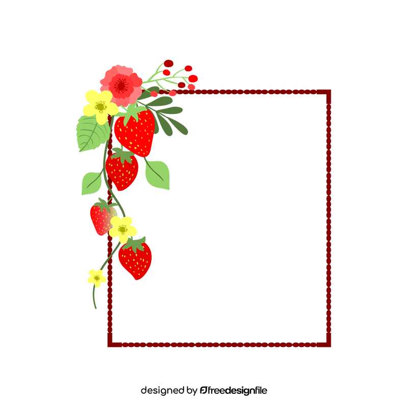 Strawberry fruit flower border clipart