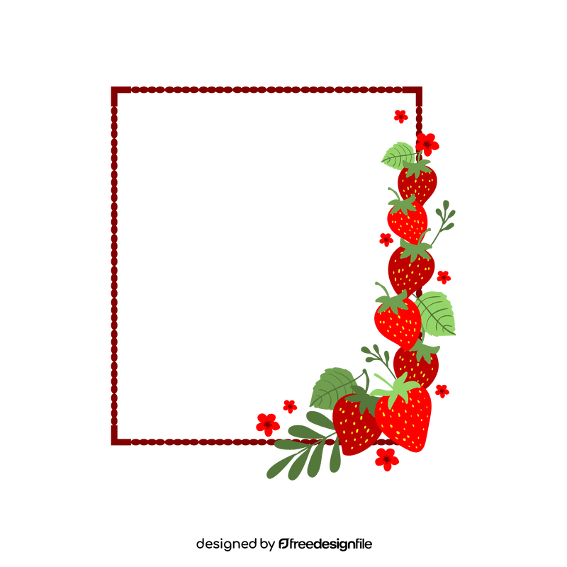 Strawberries floral border clipart