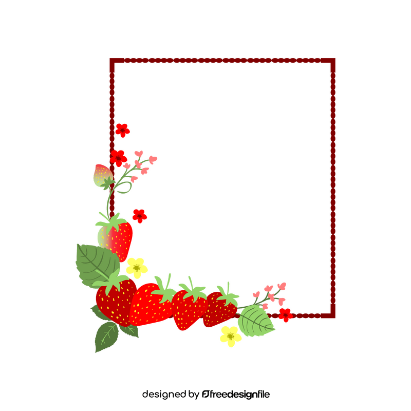 Flower frame of strawberries blossom clipart