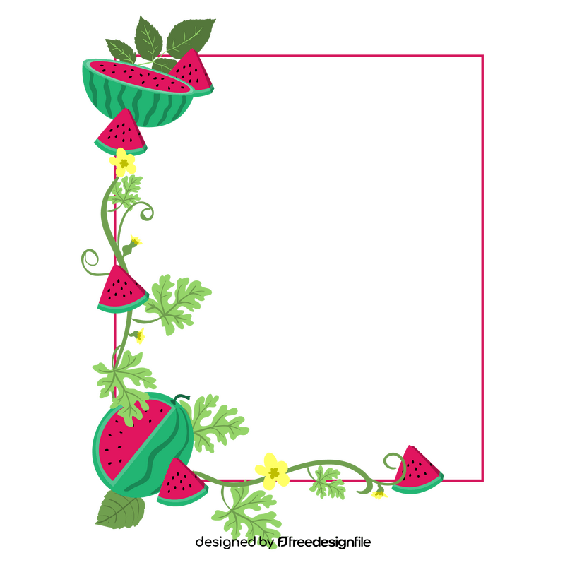 Watermelon and floral frame clipart