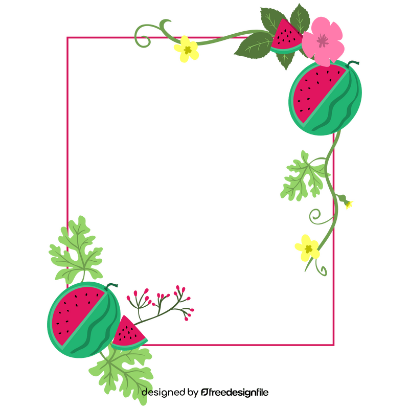 Floral frame of watermelon clipart