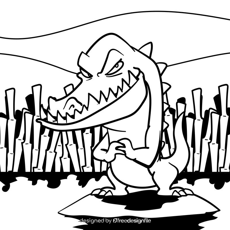 Crocodile cartoon drawing black and white vector