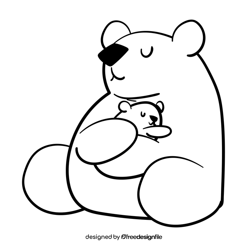 Polar bear cartoon black and white clipart