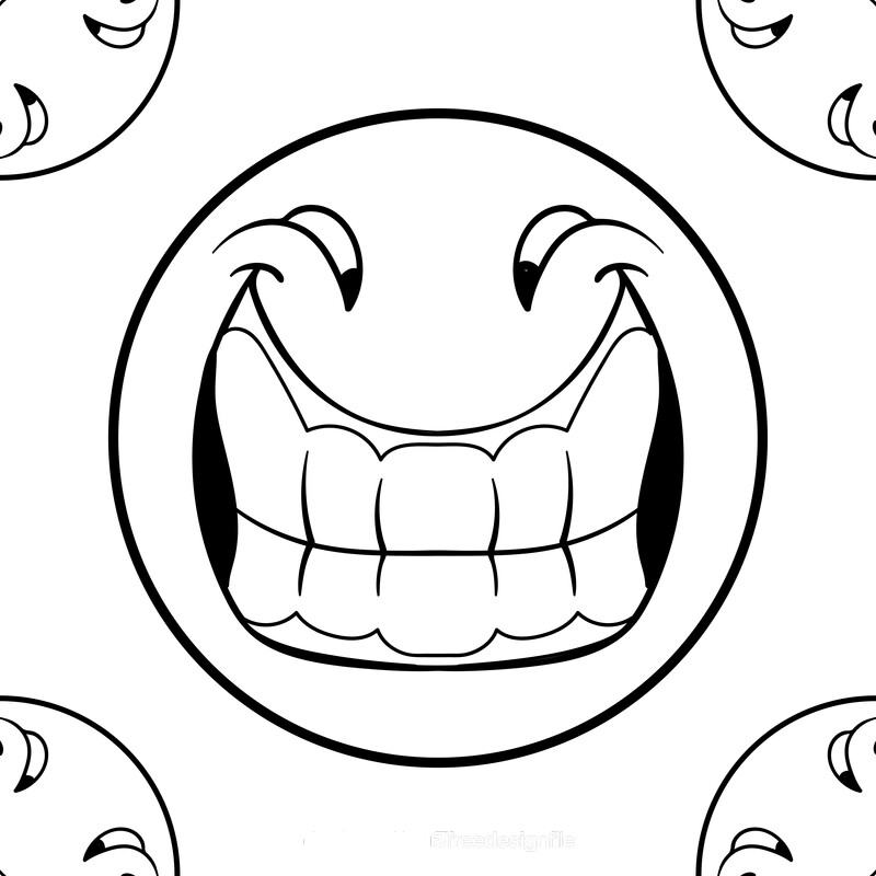 Smiley cartoon drawing black and white vector