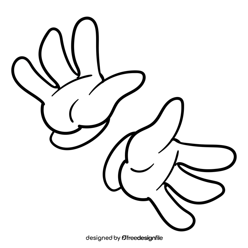 Hands cartoon black and white clipart