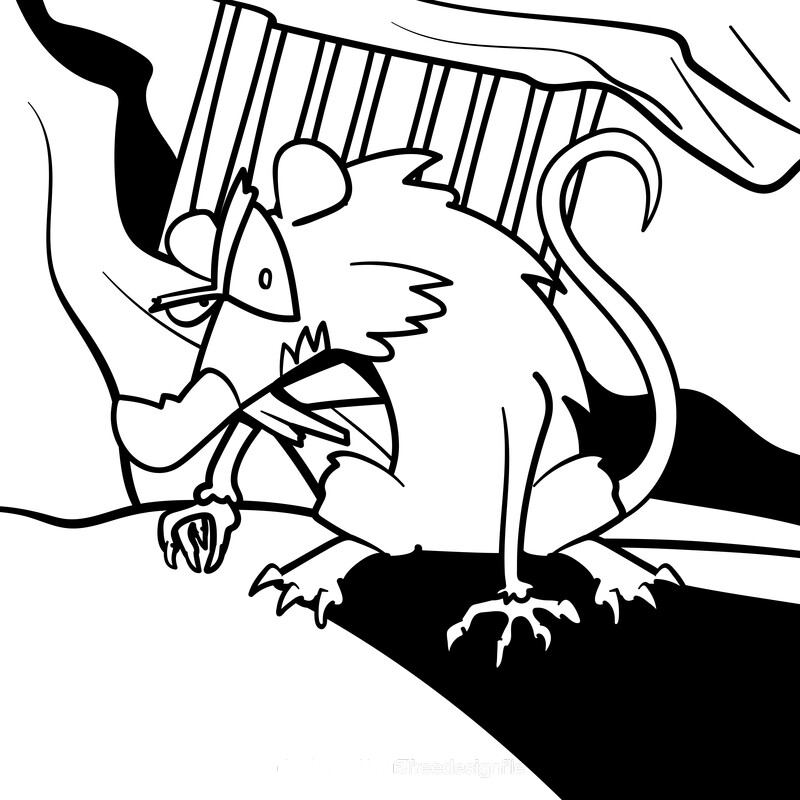 Rat cartoon drawing black and white vector
