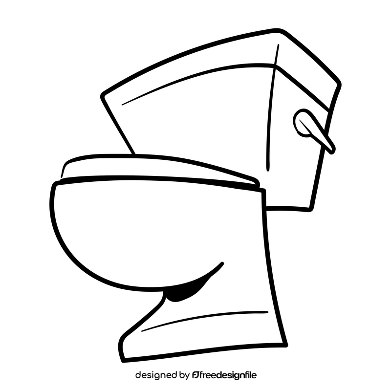 Toilet cartoon black and white clipart