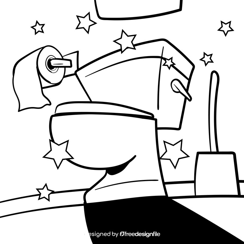 Toilet cartoon drawing black and white vector