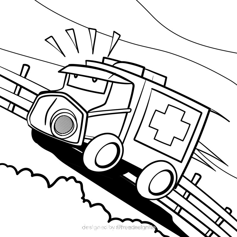 Ambulance cartoon drawing black and white vector