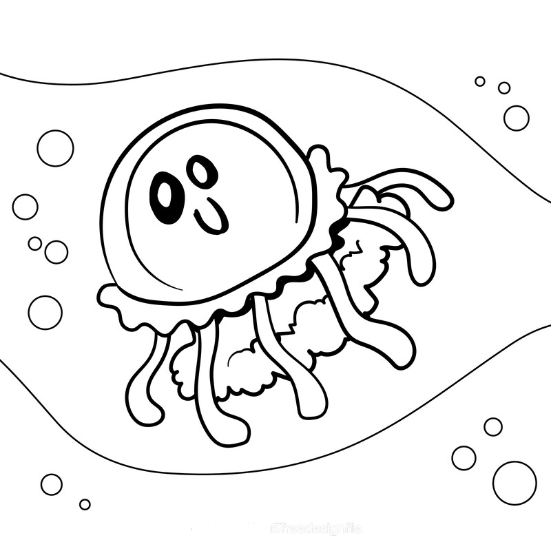 Jellyfish cartoon drawing black and white vector