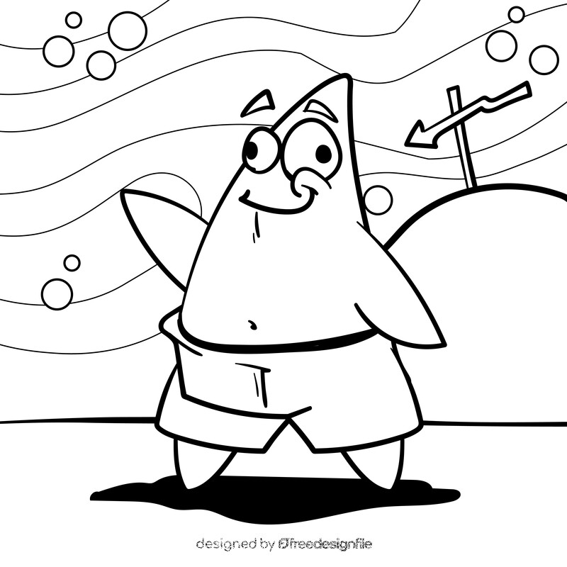 Starfish cartoon drawing black and white vector