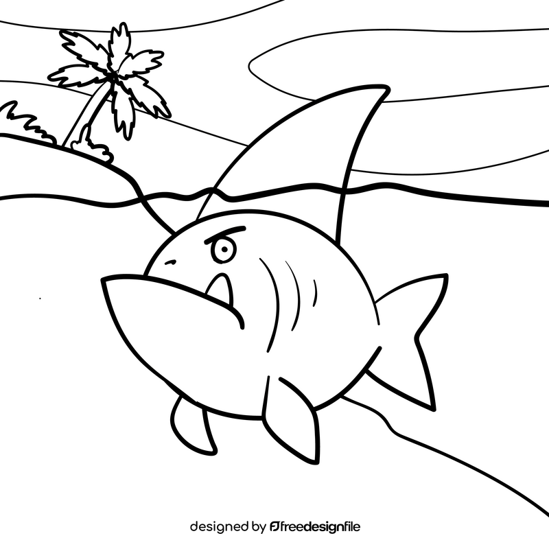 Baby shark cartoon drawing black and white vector