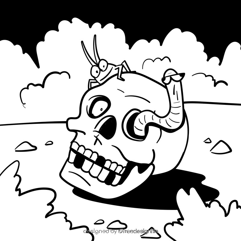 Skull cartoon drawing black and white vector