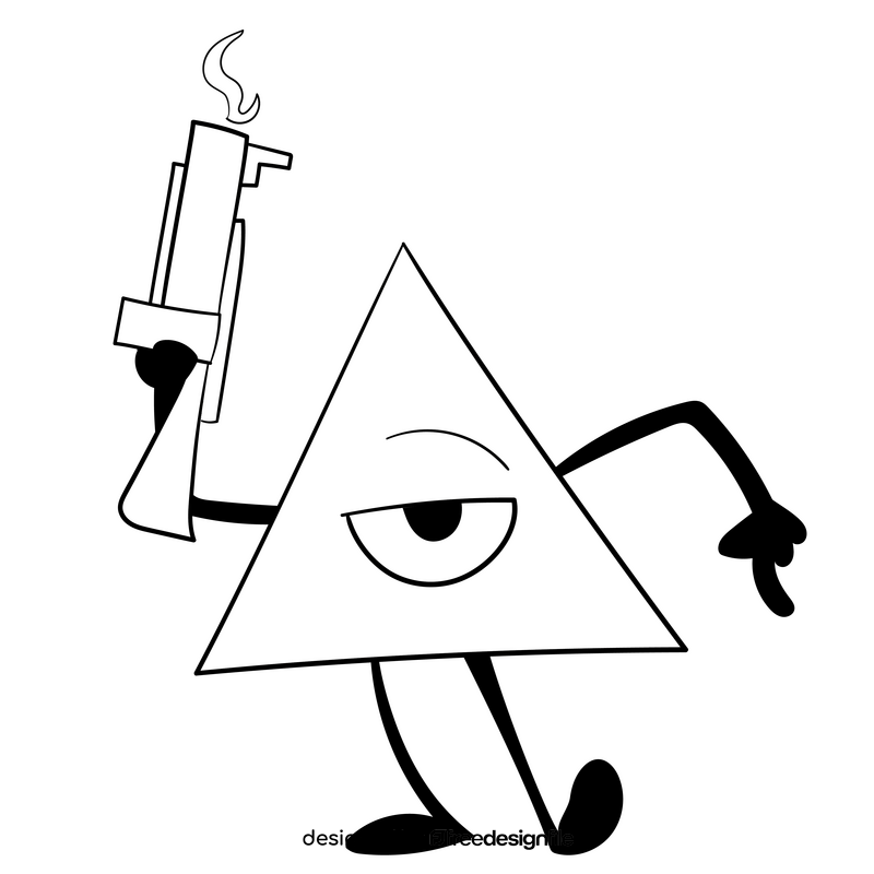 Triangle cartoon black and white clipart