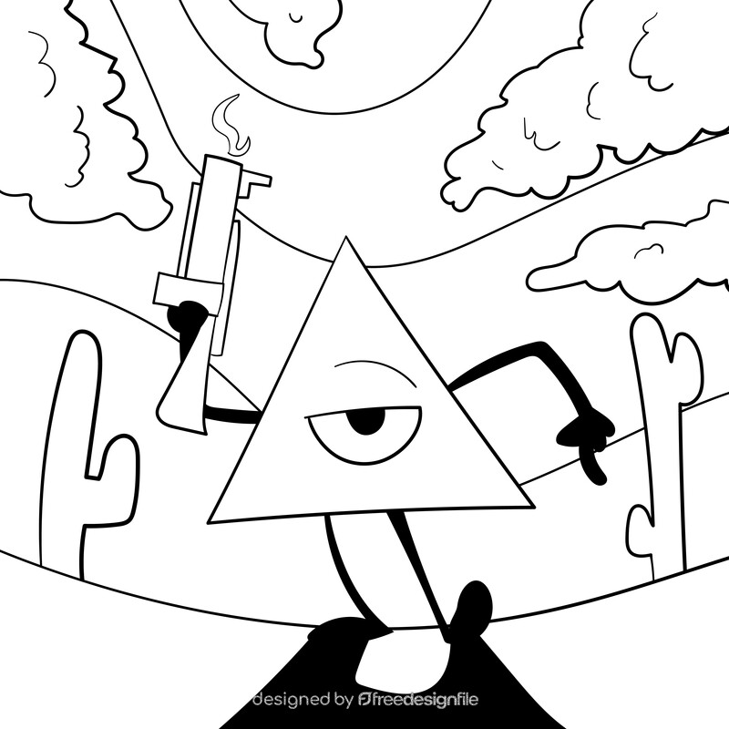 Triangle cartoon drawing black and white vector