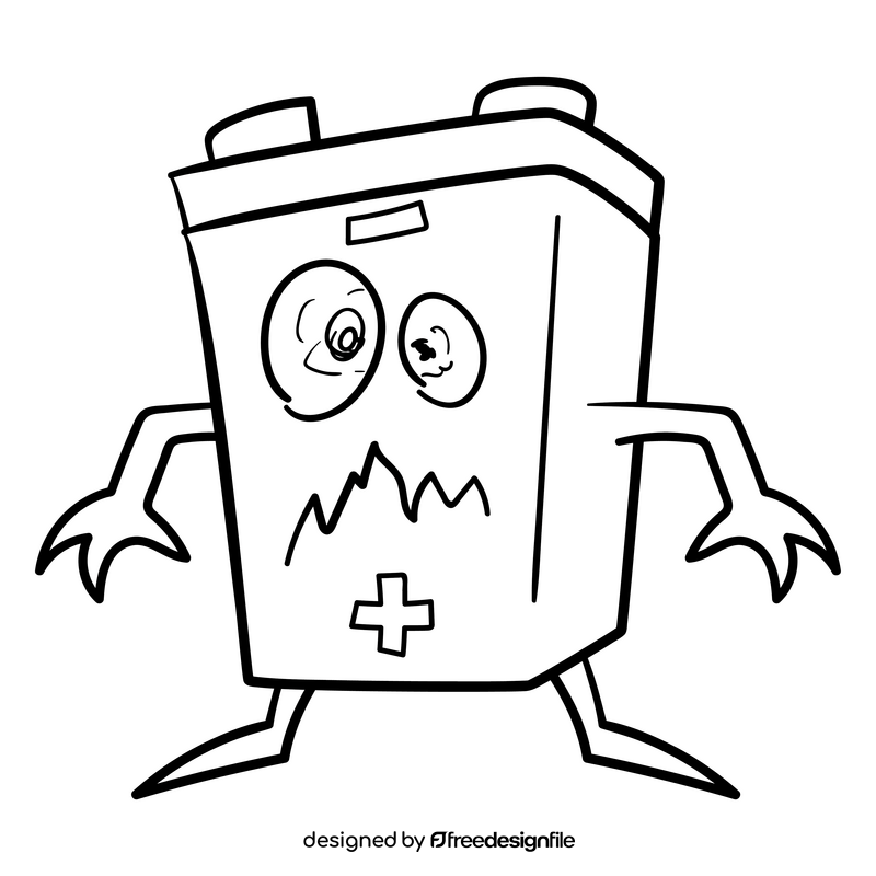 Battery cartoon black and white clipart