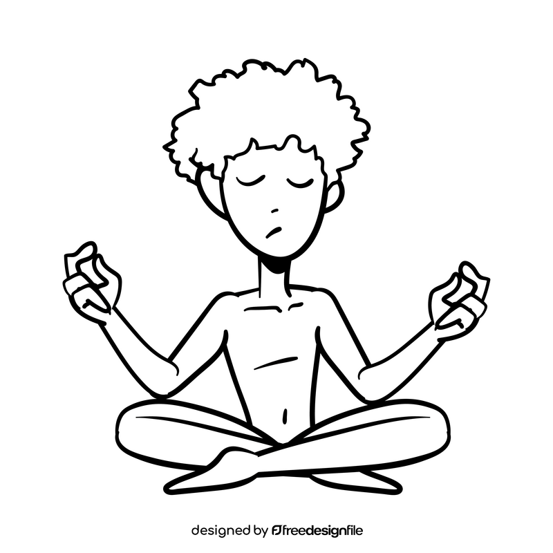 Yoga cartoon black and white clipart