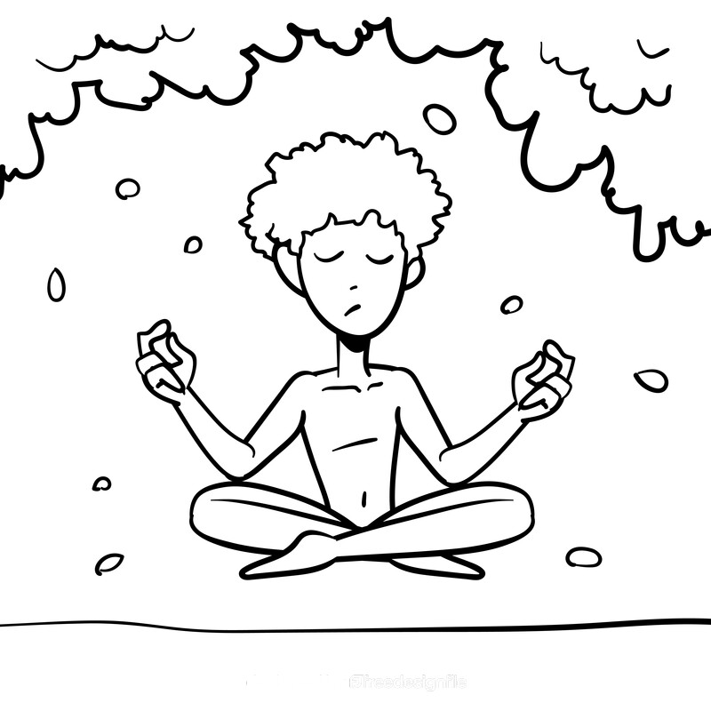 Yoga cartoon drawing black and white vector