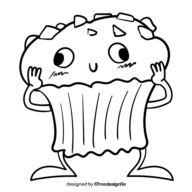 Muffin cartoon black and white clipart