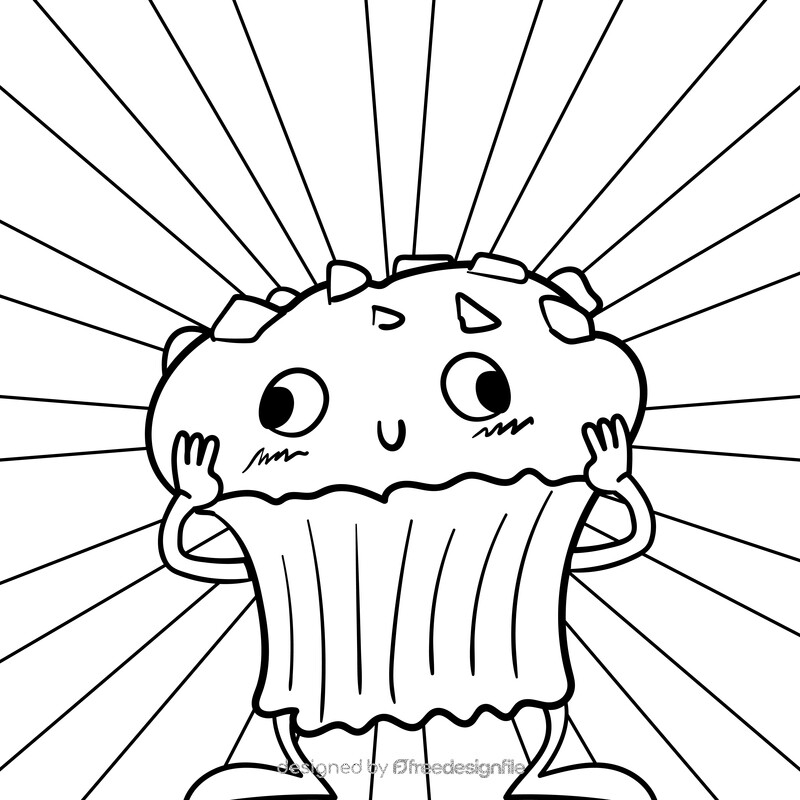 Muffin cartoon black and white vector