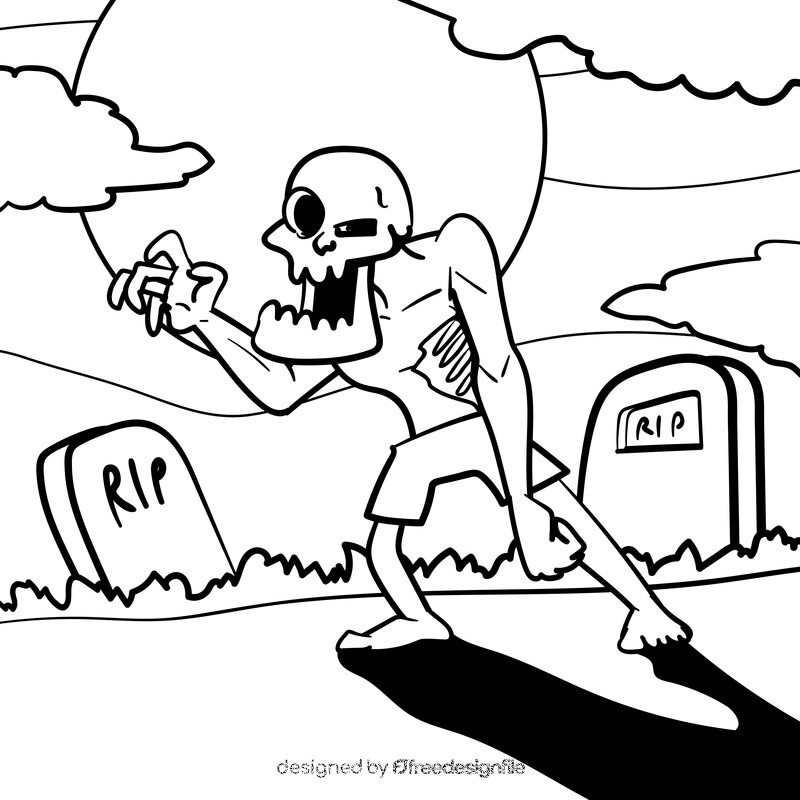 Zombie cartoon drawing black and white vector