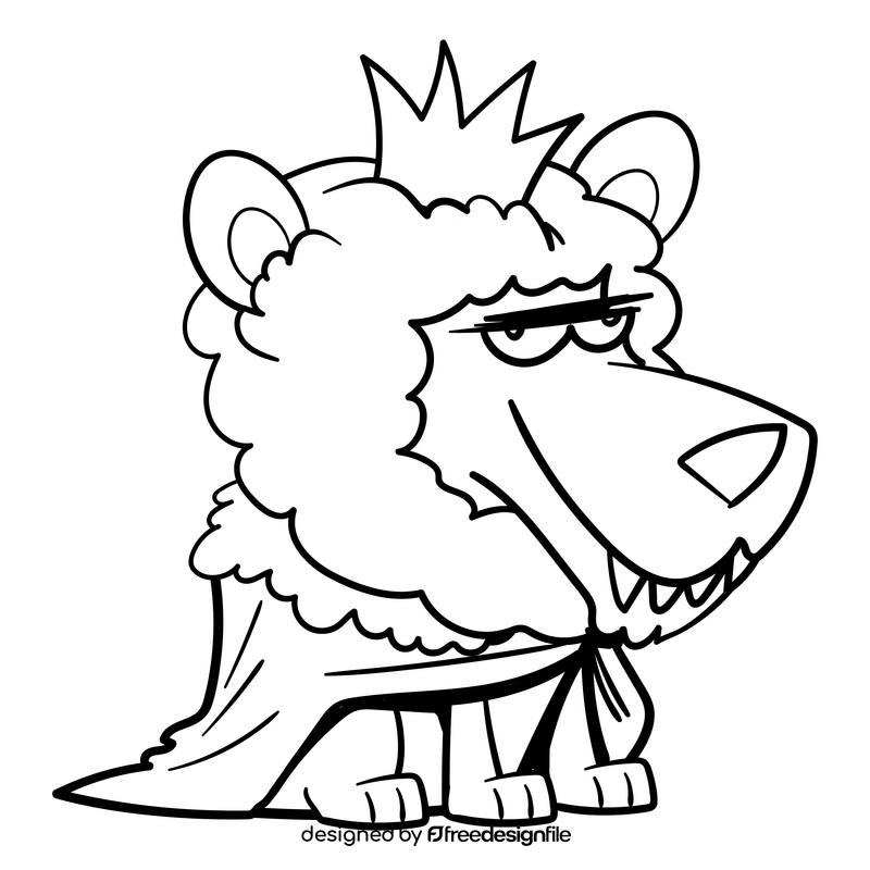 Lion king cartoon black and white clipart