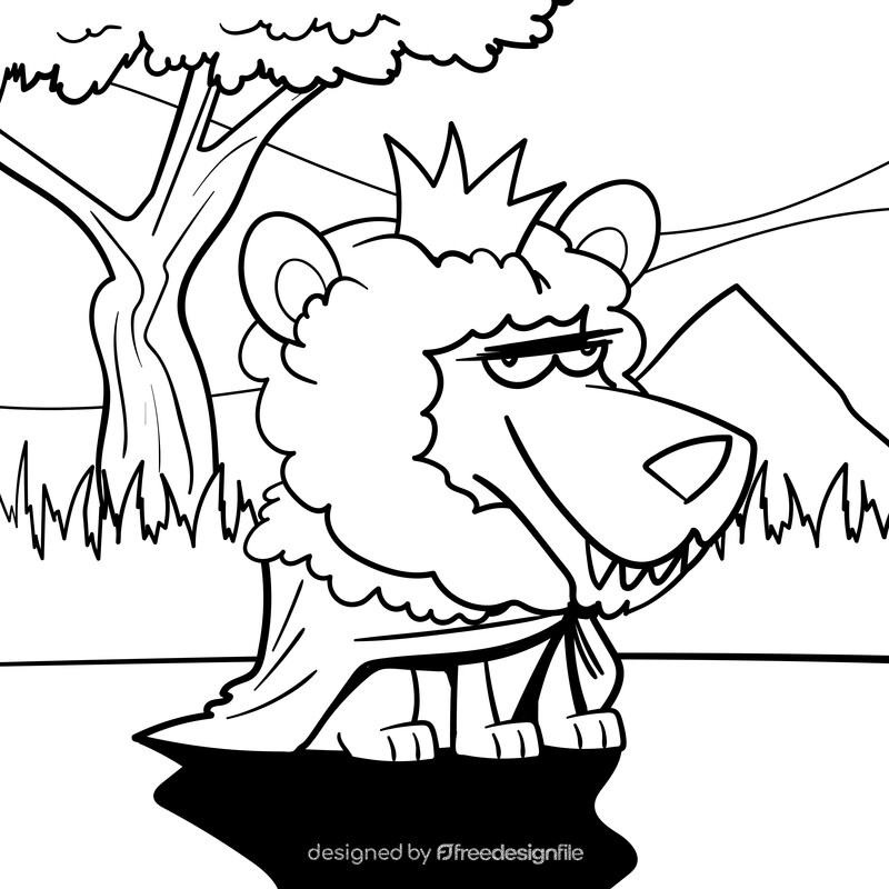 Lion king cartoon black and white vector