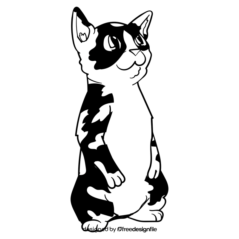 Cat cartoon black and white clipart