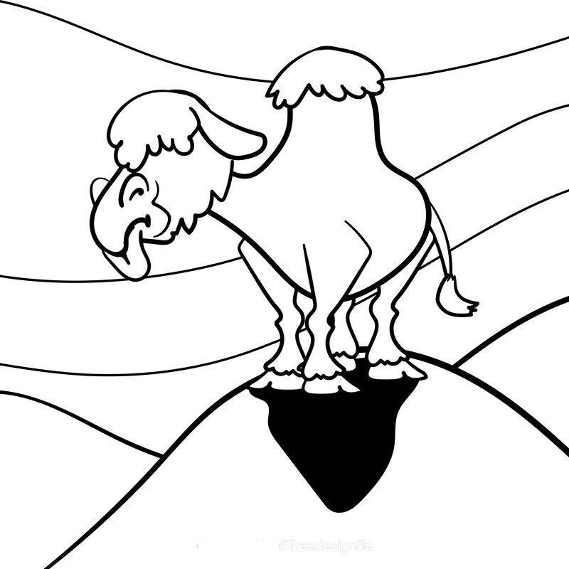 Camel cartoon black and white vector