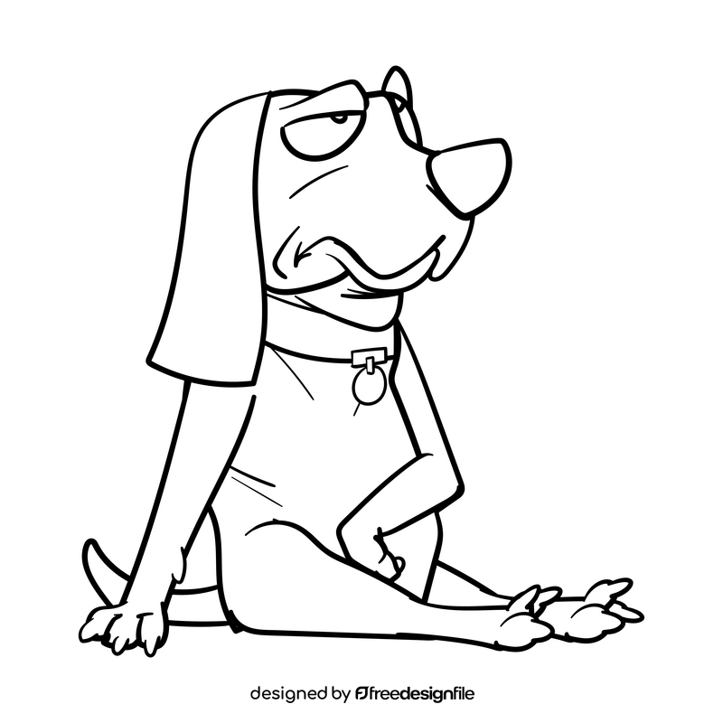Dog cartoon black and white clipart