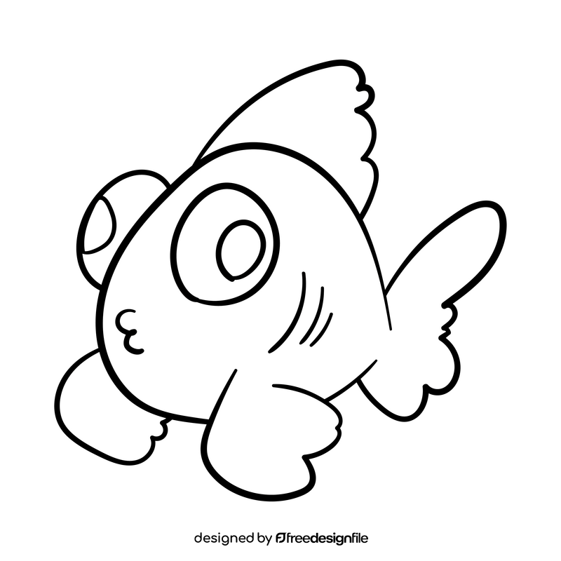Goldfish cartoon black and white clipart