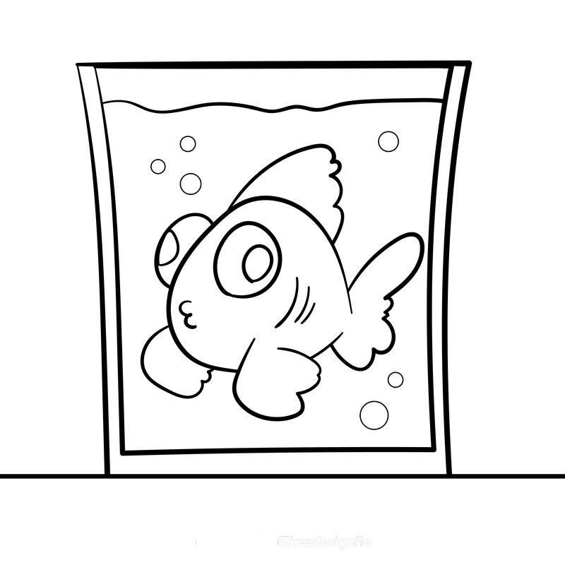 Goldfish cartoon black and white vector