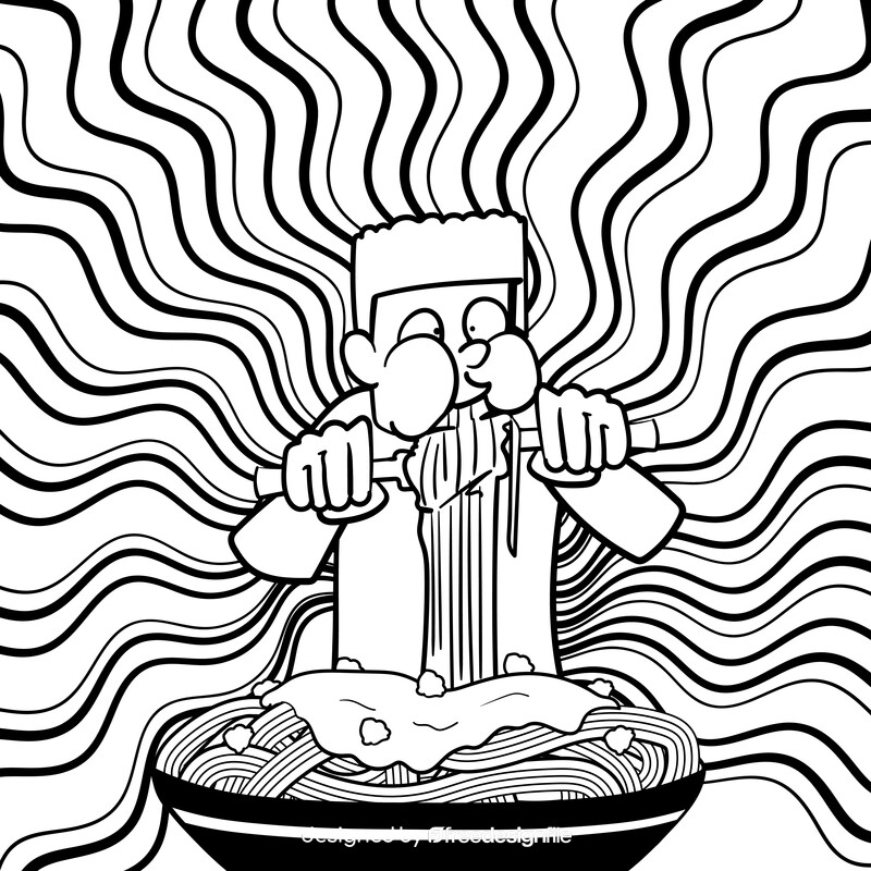 Spaghetti cartoon black and white vector