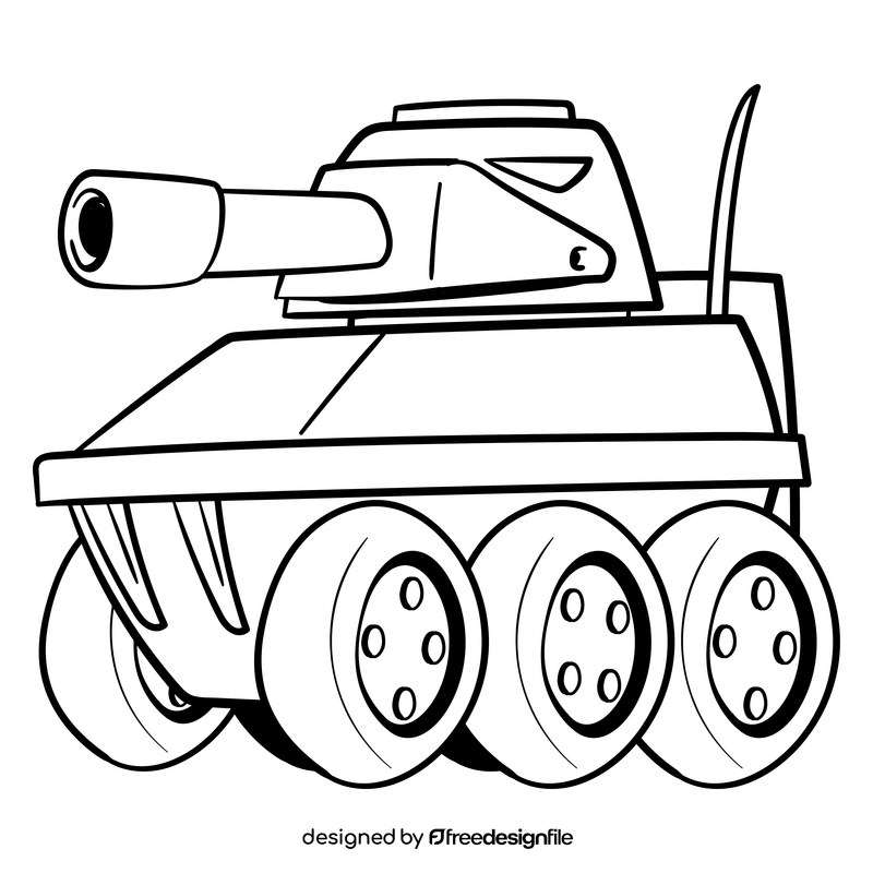 Tank cartoon black and white clipart